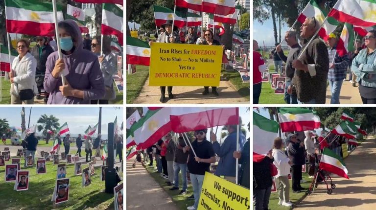 Supporters of the Iranian Resistance rally in Los Angeles in solidarity with Iran’s uprising and call for a democratic republic.