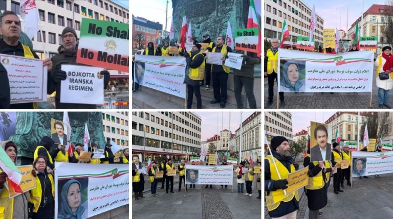 Supporters of the MEK rally in Gothenburg, expressing support for the NCRI Provisional Government.
