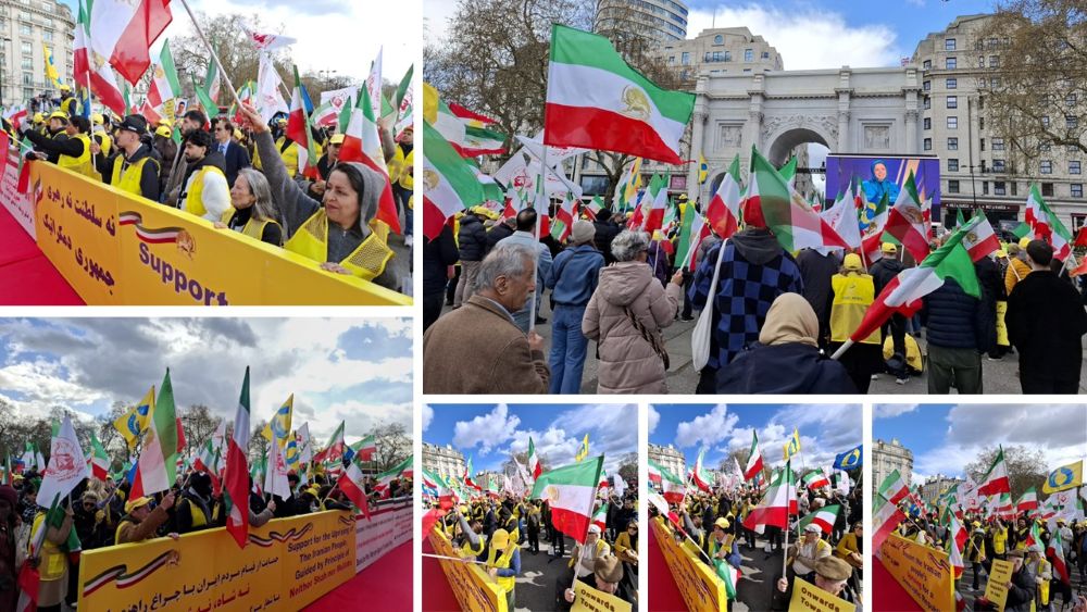 Iranians rally in London backing the NCRI provisional government and Maryam Rajavi’s democratic plan.