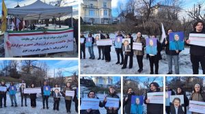Oslo rally on March 1, 2026—MEK supporters gathered at Iran’s regime embassy, backing the NCRI Provisional Government after Khamenei’s death.