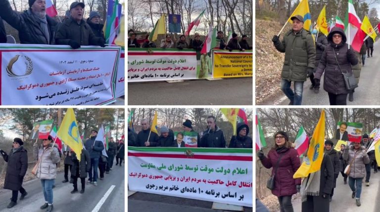 Stockholm rally on March 3, 2026—MEK supporters gathered at Iran’s regime embassy, backing the NCRI Provisional Government.