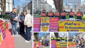 Iranians in Zurich hold a photo exhibition honoring the martyrs of the January uprising and calling for an end to executions in Iran.