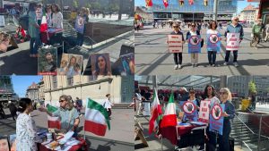 Bern, April 23, 2026 — MEK supporters held a book stall and photo exhibition to protest executions of political prisoners in Iran.
