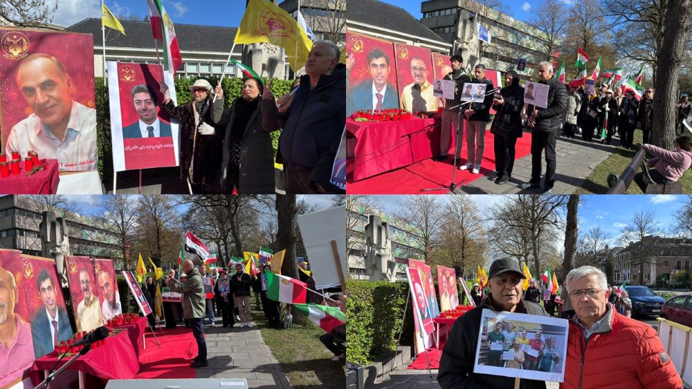 Brussels rally outside Iran embassy protests execution of 6 PMOI political prisoners.