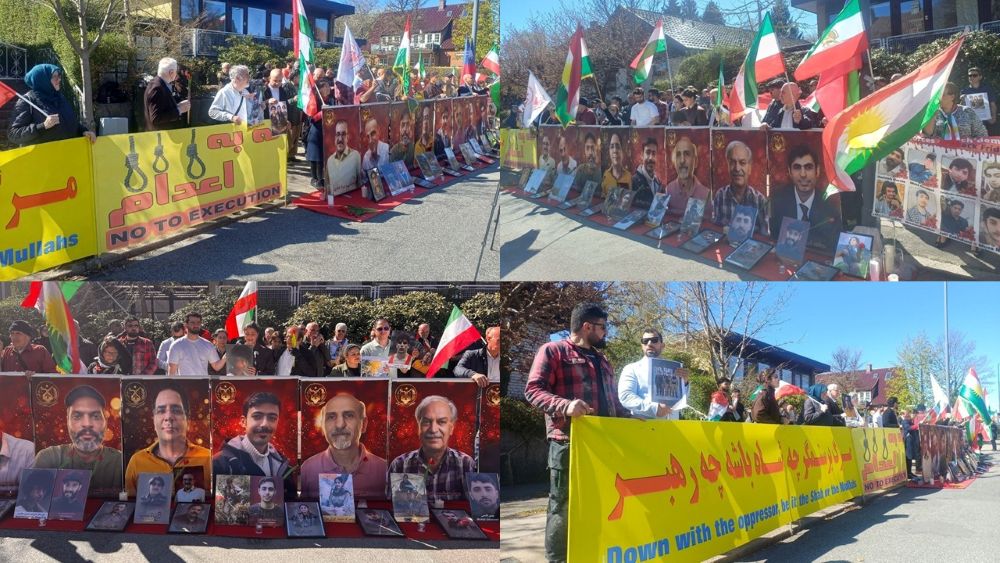 Iranian Resistance supporters, Kurdish and Baluchi compatriots protest outside Iran’s regime embassy in Copenhagen.