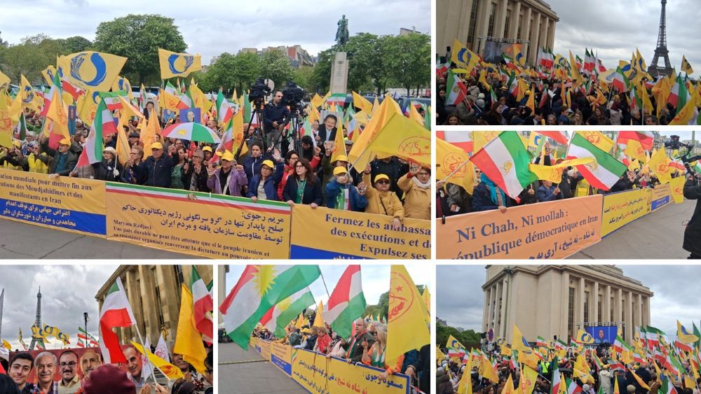 Iranians gather in Paris to support a democratic republic and Provisional Government, condemning executions and honoring victims of repression.