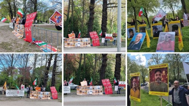 Iranian Resistance supporters rally outside the mullahs' regime embassy in the Hague against executions in Iran.