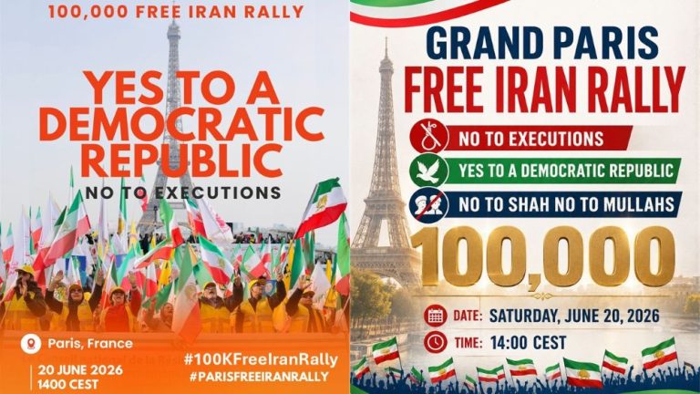 June 20 Paris Free Iran Rally — 100,000+ expected to demand a free, democratic Iran. Join the call for change.