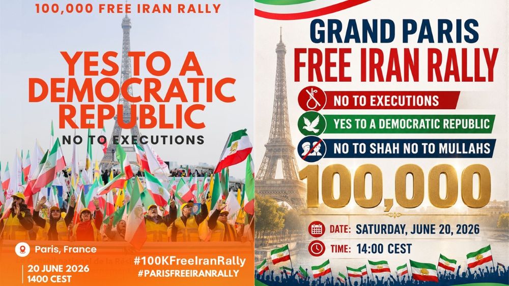 June 20 Paris Free Iran Rally — 100,000+ expected to demand a free, democratic Iran. Join the call for change.