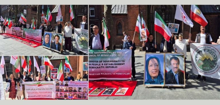 Aarhus, May 9, 2026 — Iranian Resistance supporters rally to condemn executions in Iran and back NCRI as a democratic alternative.