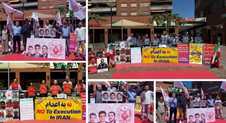 Iranian Resistance supporters in Effretikon honor PMOI founders and protest executions in Iran.