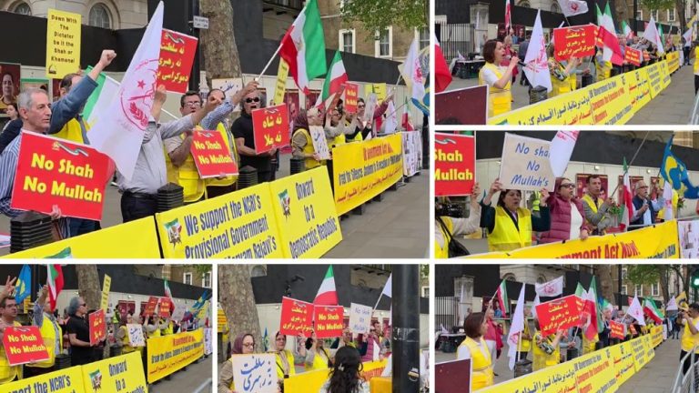 MEK supporters rally in London on May 2, 2026, condemning Iran’s executions and urging decisive UK action against the Iranian regime.
