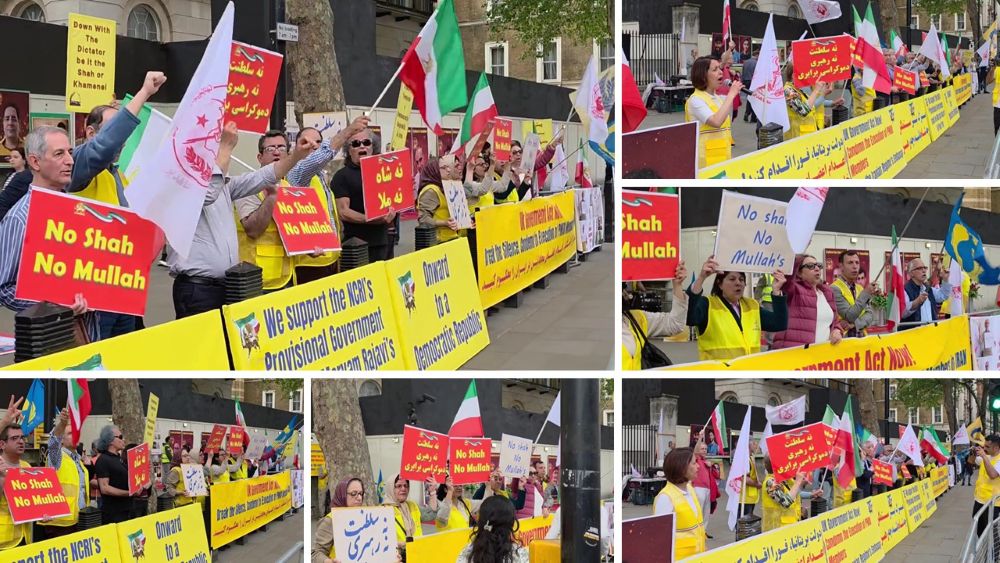 MEK supporters rally in London on May 2, 2026, condemning Iran’s executions and urging decisive UK action against the Iranian regime.