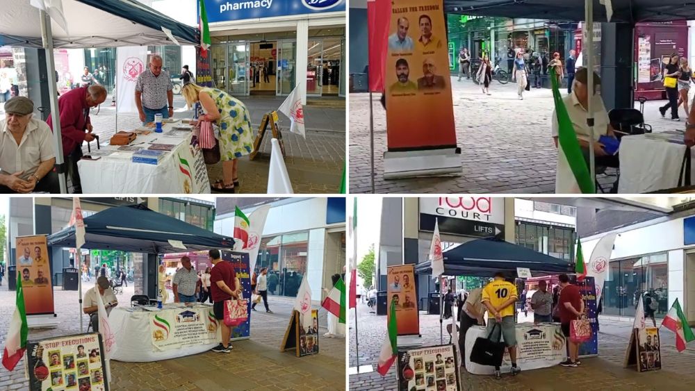 Manchester exhibition in solidarity with Iran’s democratic uprising and against executions.
