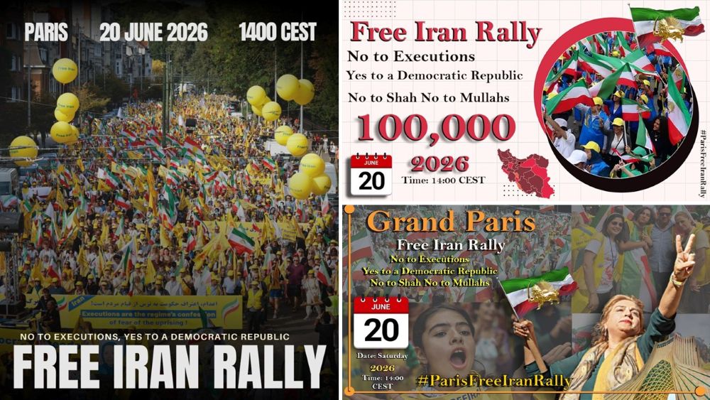 Paris Free Iran Rally — June 20, 2026 Over 100,000 expected to gather in Paris calling for a free, democratic republic in Iran. #ParisFreeIranRally