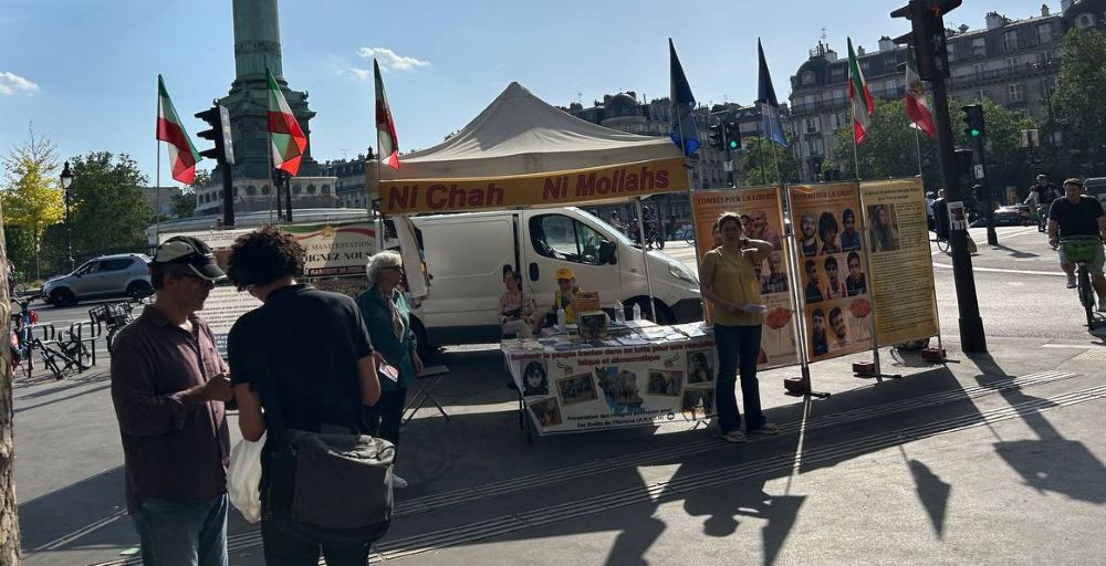 Supporters of the MEK held an exhibition in Paris condemning executions in Iran and urging participation in the major June 20 rally for a democratic republic.