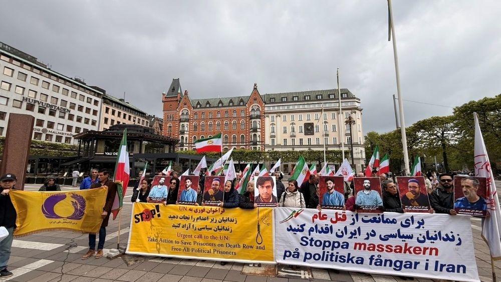 Sweden - May 16, 2026: MEK supporters in Stockholm rally to condemn executions in Iran.