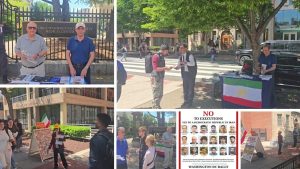 Iranian Resistance advocates promote the May 16 Washington, D.C. rally, calling for “No to Executions” and a democratic republic in Iran.