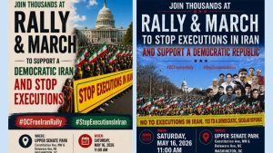 Iranian Resistance supporters will gather in Washington, D.C., on May 16, demanding an end to executions and a democratic republic in Iran.