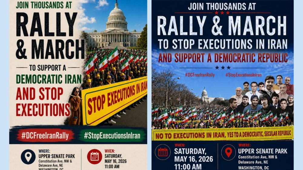 Iranian Resistance supporters will gather in Washington, D.C., on May 16, demanding an end to executions and a democratic republic in Iran.