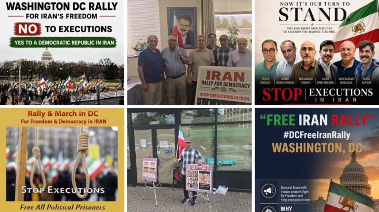 Iranian Resistance supporters gather in Washington, D.C. demanding an end to executions and a democratic Iran.