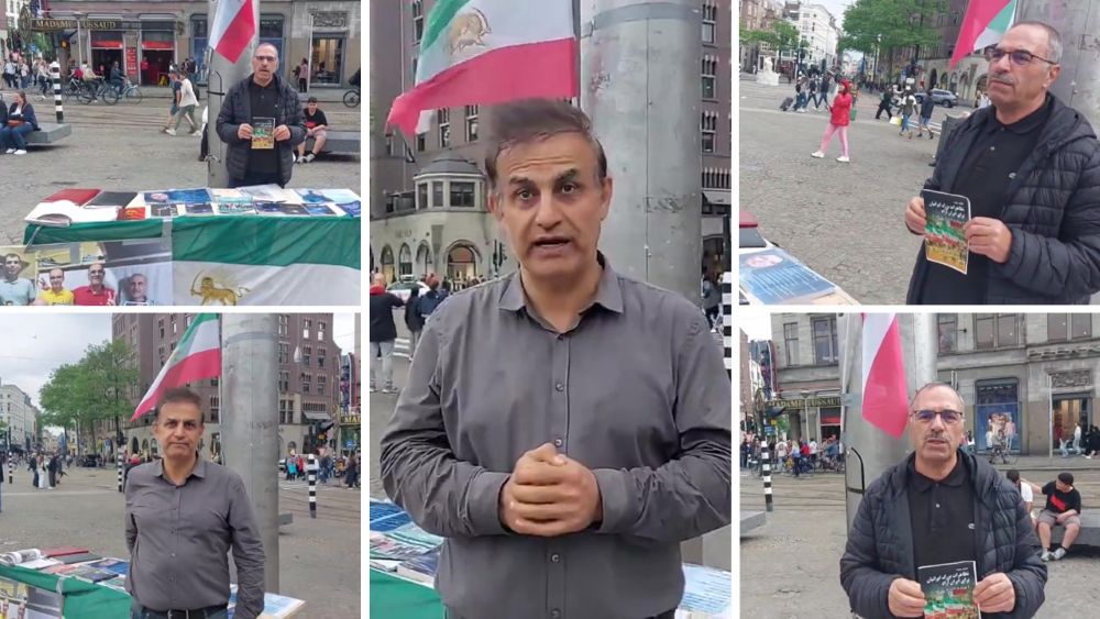MEK supporters in Amsterdam protest executions and promote the June 20 Free Iran rally in Paris.