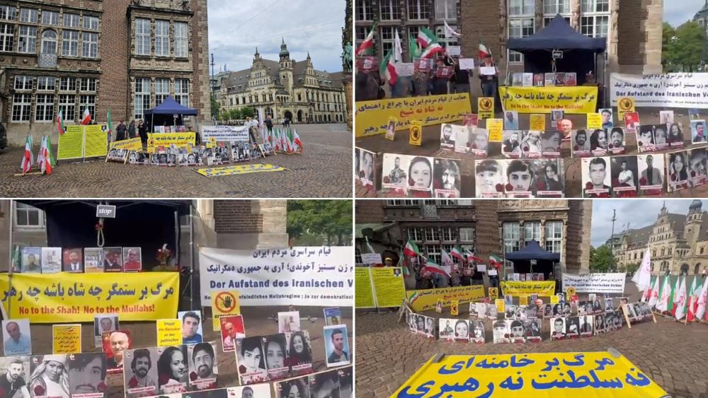 MEK supporters in Bremen condemn executions in Iran and call for a democratic republic.