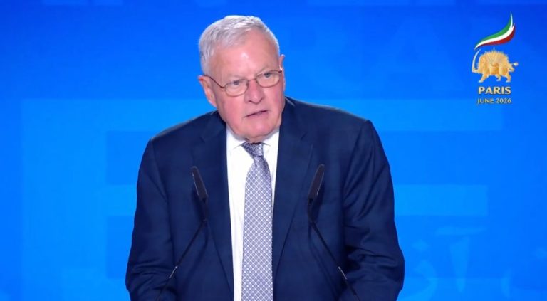 General Kellogg speaks at Free Iran 2026 Summit in Paris, June 21, 2026.
