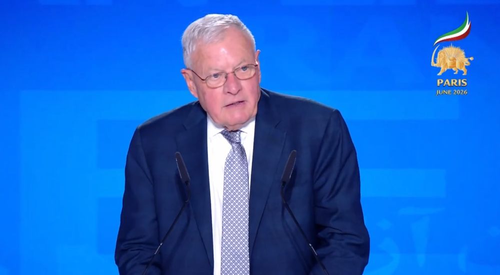 General Kellogg speaks at Free Iran 2026 Summit in Paris, June 21, 2026.