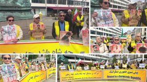 Supporters in Gothenburg gather to protest executions in Iran and call for participation in the June 20 Free Iran Rally in Paris, advocating democratic change in Iran.