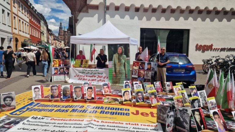MEK supporters rally in Heidelberg, calling for mass participation in the June 20 Free Iran gathering in Paris.