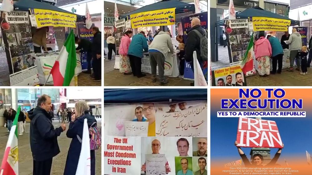 Manchester exhibition by Iranian academics condemning executions and calling for a democratic republic in Iran.