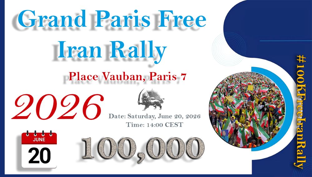 On June 20, stand with more than 100,000 voices at the Paris Free Iran Rally and express your solidarity with the Iranian people’s pursuit of freedom, democracy, and a democratic republic. #100KFreeIranRally