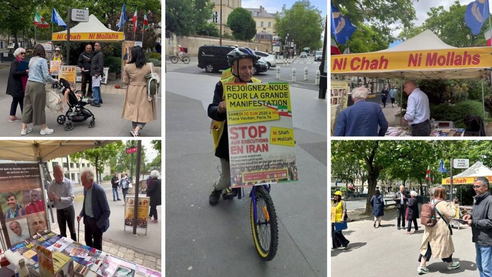 Supporters of the MEK held an exhibition in Paris, condemning executions in Iran and urging participation in the upcoming June 20 rally for a democratic republic.