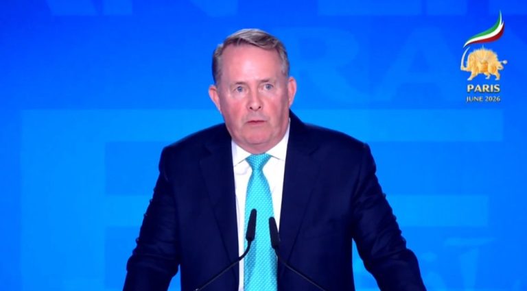 Sir Liam Fox voices support for democratic change and the Iranian people at the Free Iran 2026 Summit.
