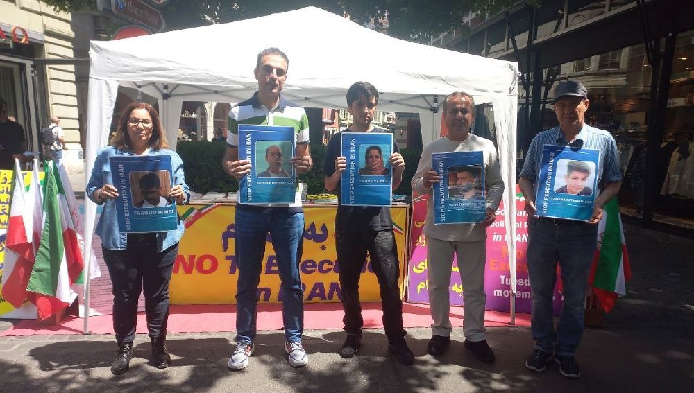 PMOI supporters rally in Zurich against executions in Iran and in support of the NCRI as a democratic alternative.
