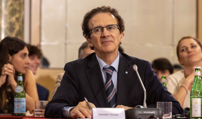 Antonio Stango speaks at the Rome conference on Iran’s democratic future.