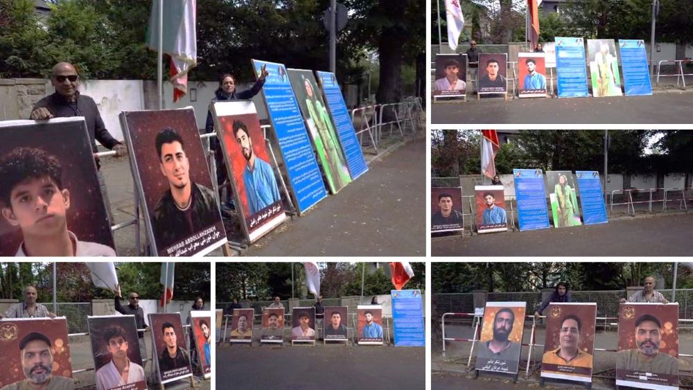 Berlin: MEK supporters mark 128 days of protest, oppose executions, back a democratic republic in Iran.