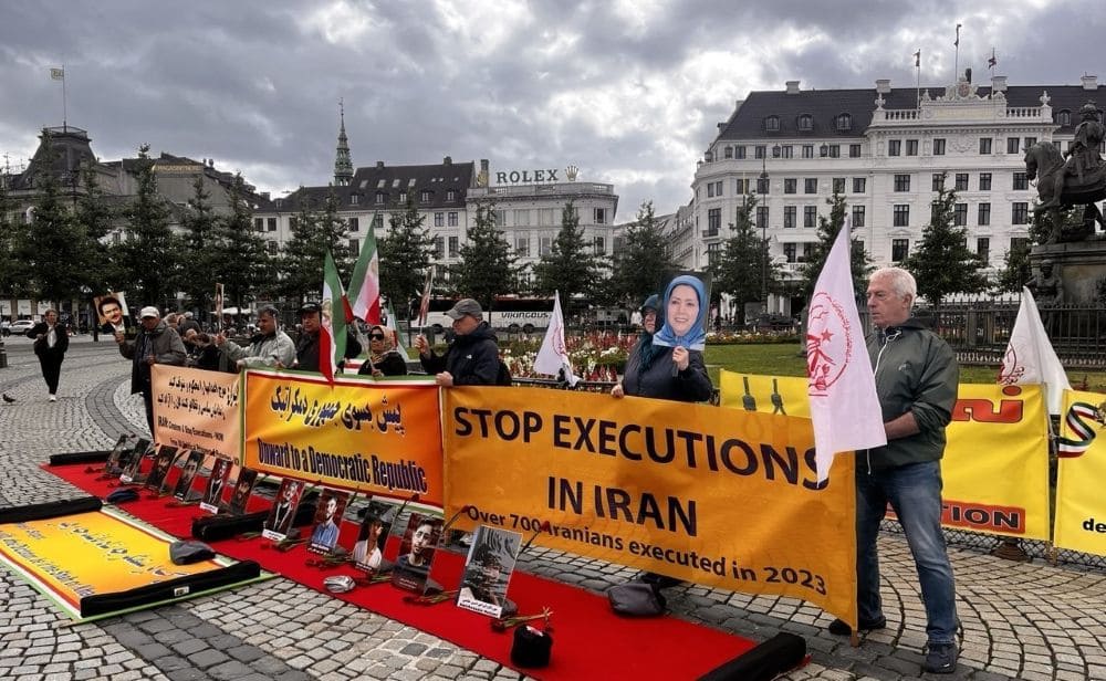 PMOI supporters rally in Copenhagen, condemning executions in Iran and calling for a democratic republic