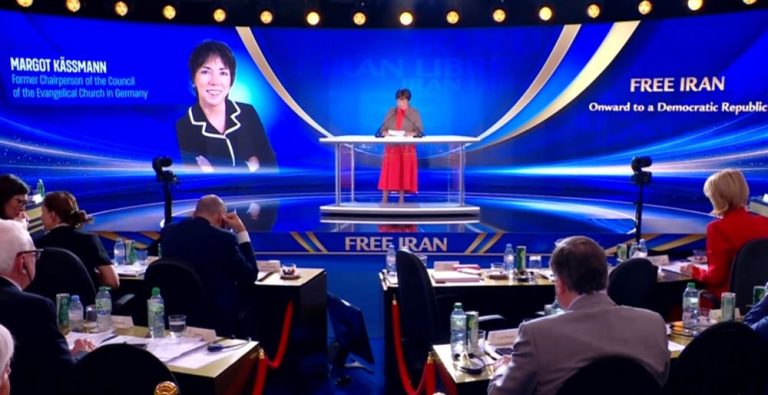 Dr. Margot Käßmann rejects claims of regime permanence and backs democratic change at the Free Iran 2026 Summit.