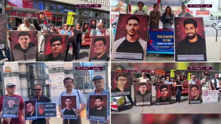 MEK supporters rally in The Hague, London, and Brussels against executions and human rights violations in Iran.
