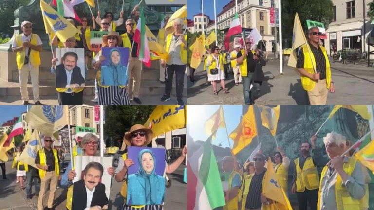 PMOI supporters rally in Gothenburg, welcoming the IRGC's designation as a terrorist organization.