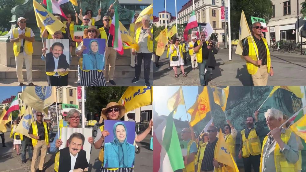 PMOI supporters rally in Gothenburg, welcoming the IRGC's designation as a terrorist organization.