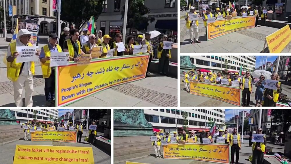 PMOI supporters rally in Gothenburg, calling for regime change and a democratic Iran.