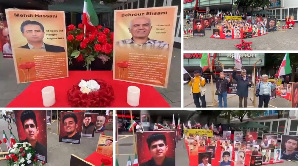 Hamburg rally honors recently executed Mehdi Khanaki and marks anniversary of Mehdi Hassani and Behrouz Ehsani, condemning executions.