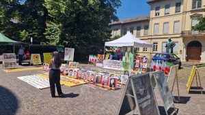 July 4, 2026 – MEK supporters in Heidelberg rallied against executions in Iran, calling for a democratic republic.