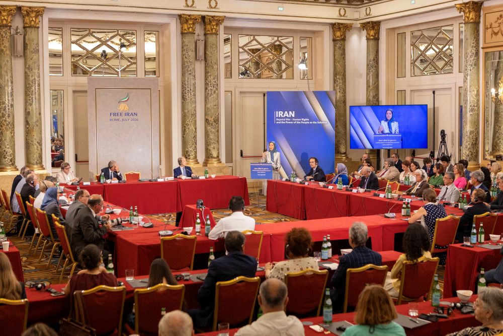 Maryam Rajavi and European political leaders at the “Iran Beyond War, the Power of the People” conference in Rome, July 17, 2026.