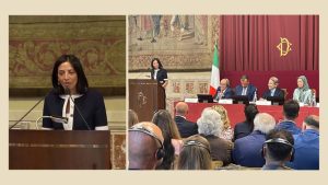 Italian Member of Parliament Naike Gruppioni delivers a speech at the Italian Parliament conference attended by Maryam Rajavi, President-elect of the NCRI.