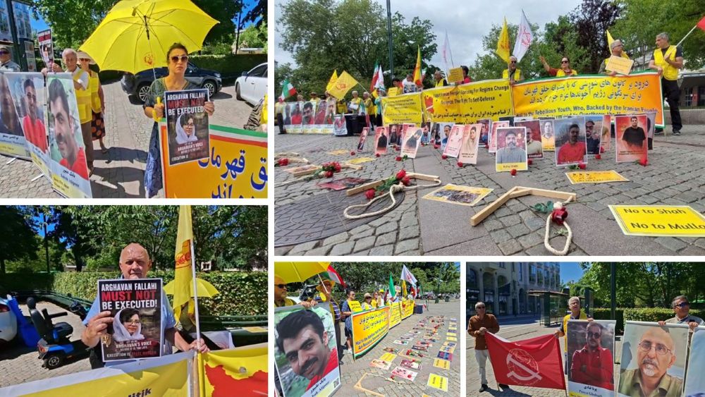 Malmö rally against Iran executions as Iranian Resistance supporters hold Arghavan Fallahi’s photos and call for a democratic republic.