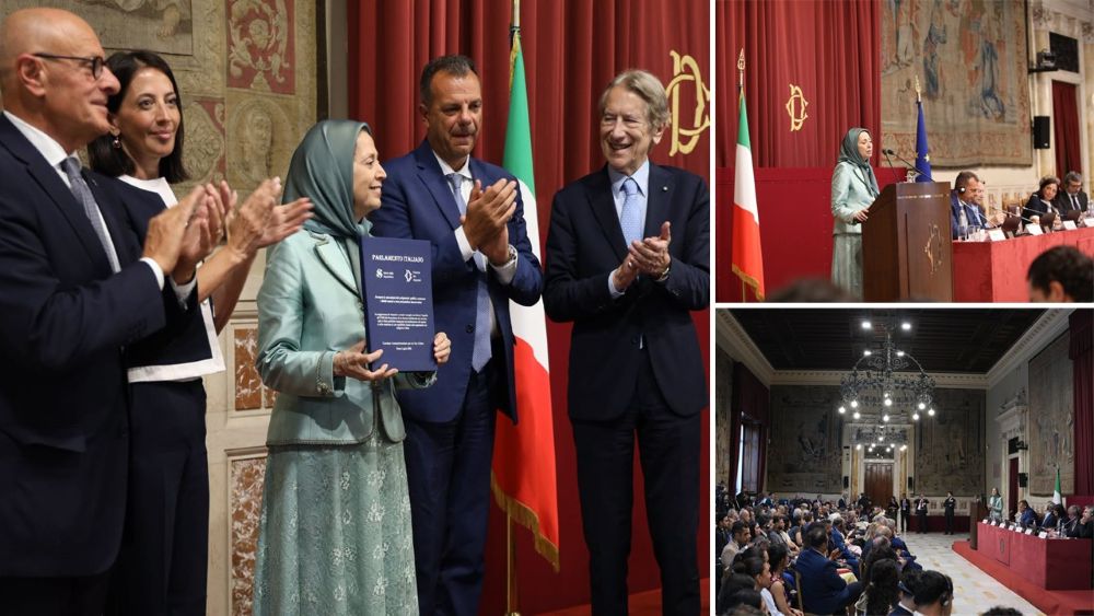 Maryam Rajavi addresses Italian lawmakers at the Parliament conference on Iran’s crisis and democratic future.
